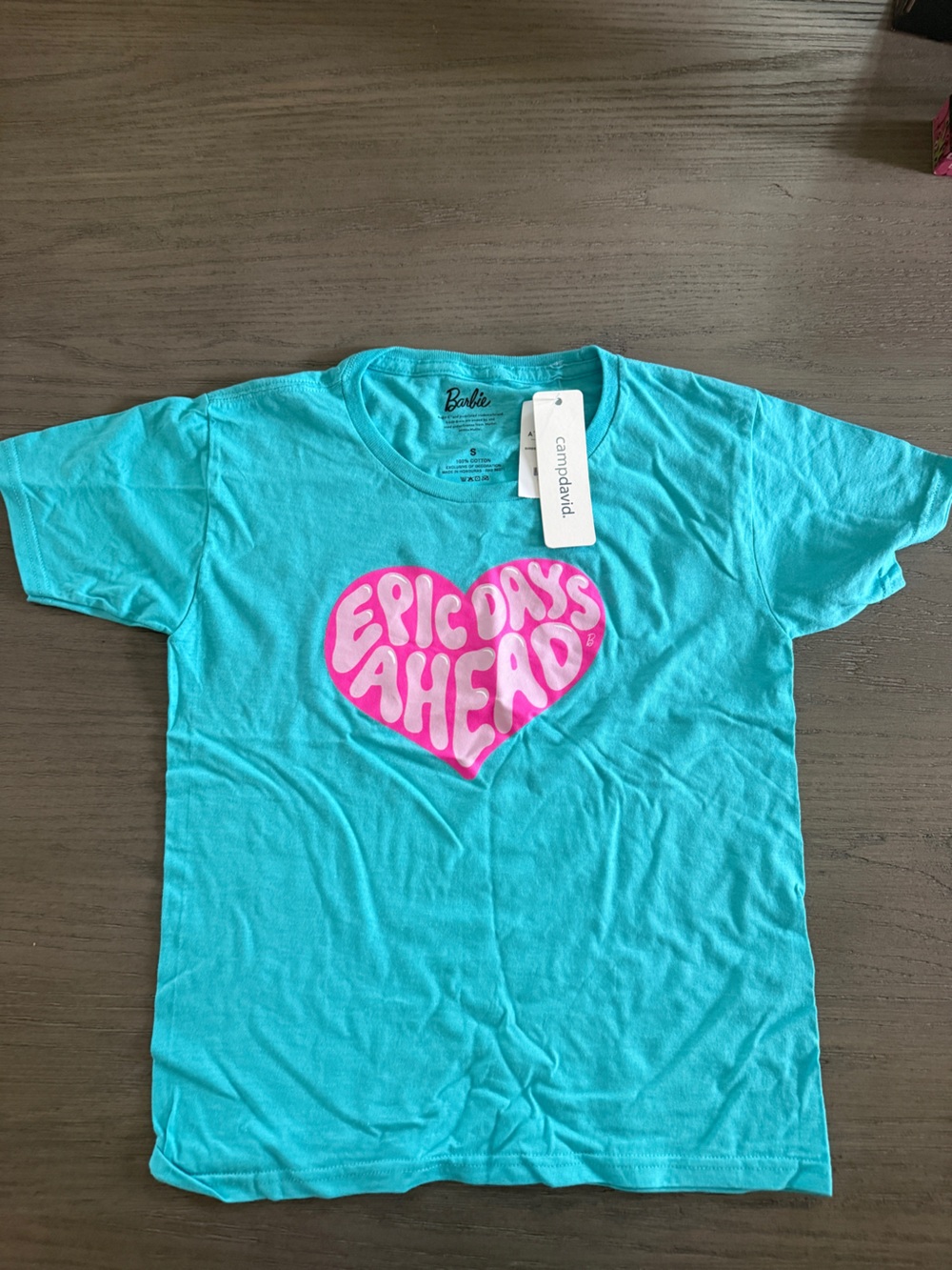 Barbie Beach Vacation Short Sleeve Tee with Pink Heart Graphic